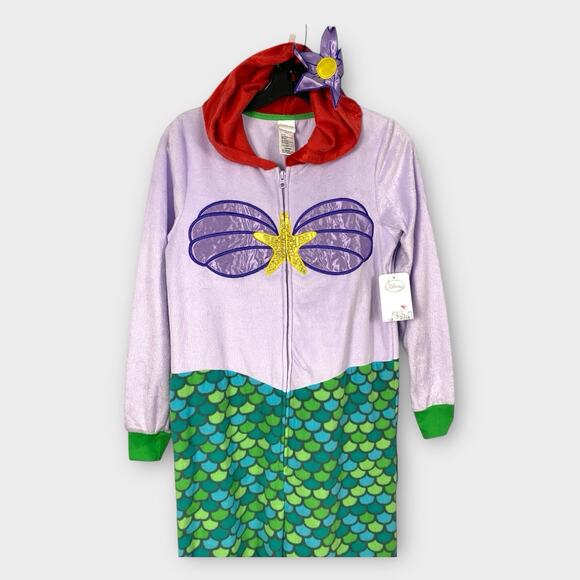 Disney Little Mermaid Ariel One Piece Pajamas Womens XS UnionSuit Hoodie - Picture 4 of 7